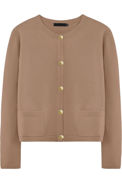 Günlük Günlük Düz Renk Cep Düğmeli O Yaka Dış Giyim (3 Renk)