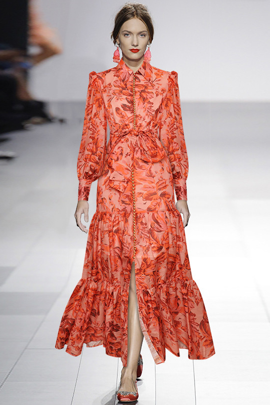 Balon Kollu Ve Desenli Queena Maxi Elbise