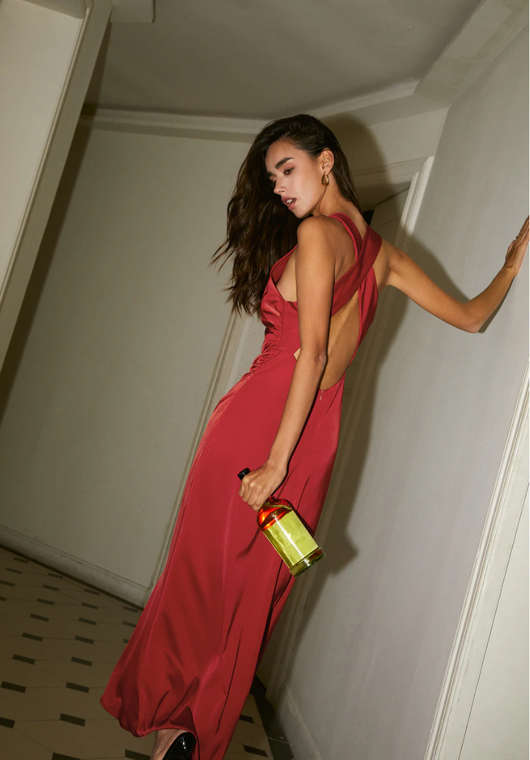 Sırt Çapraz Maxi Elbise