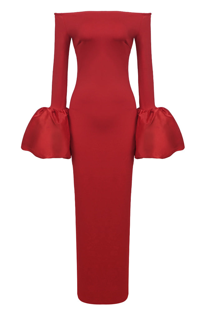 Düz Renk Fener Kol Elbise