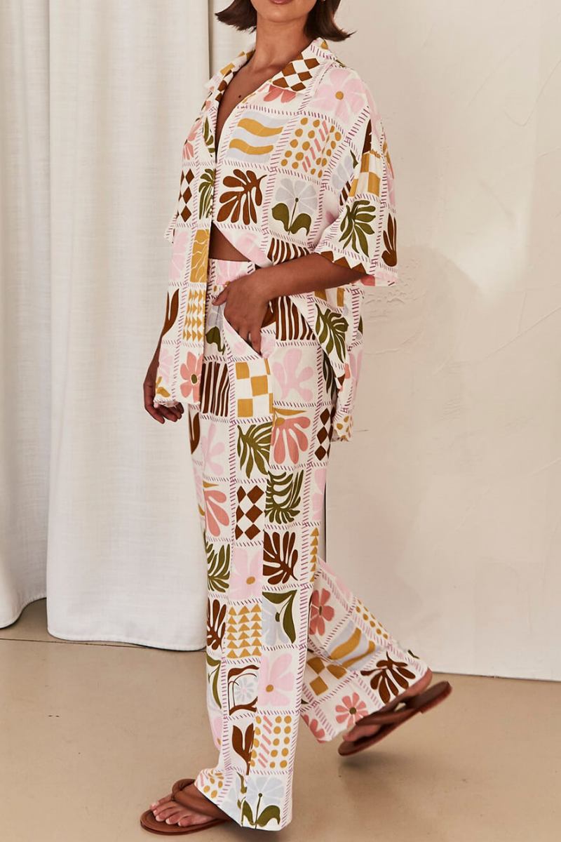 Sofistike Bol Kesimli Benzersiz Baskılı İki Parçalı Takım