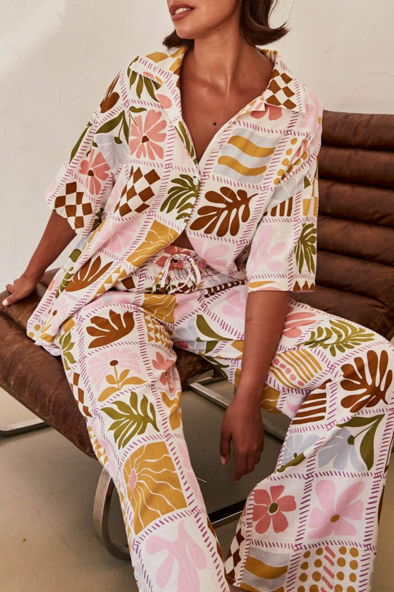 Sofistike Bol Kesimli Benzersiz Baskılı İki Parçalı Takım