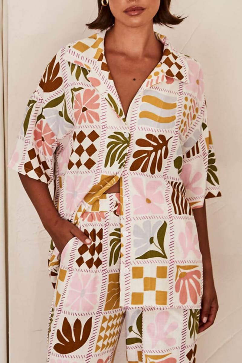 Sofistike Bol Kesimli Benzersiz Baskılı İki Parçalı Takım