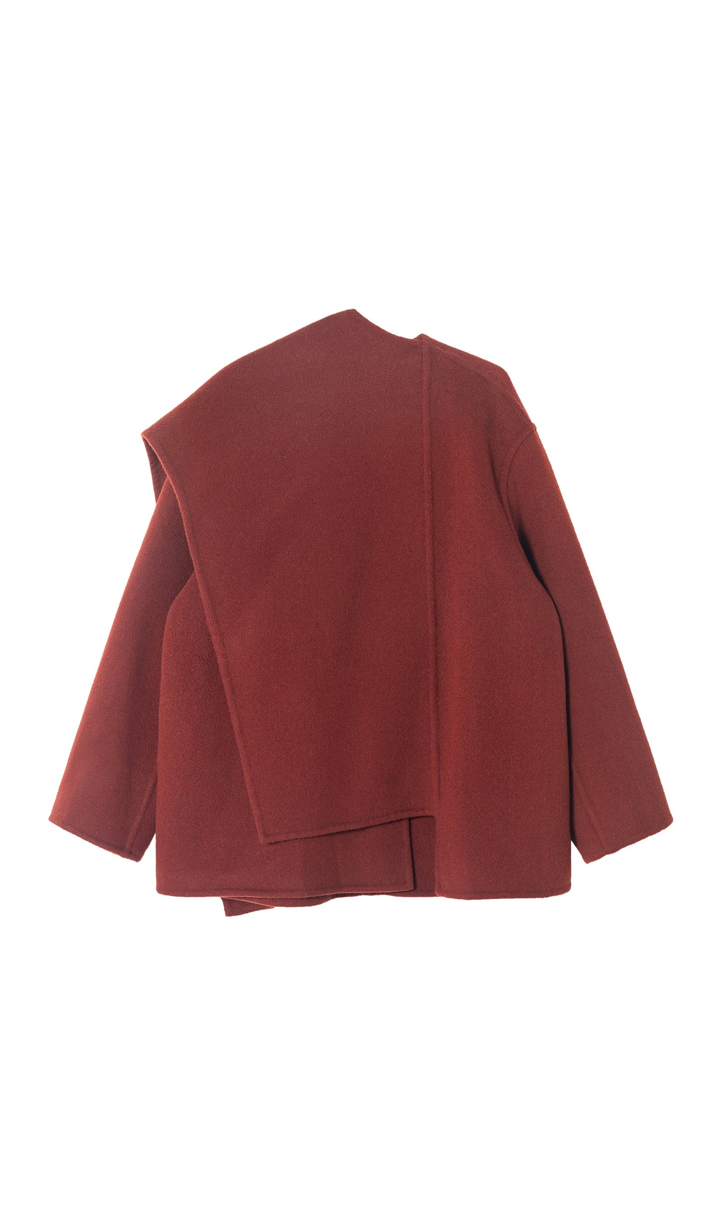 Düz Pelerin Tarzı Palto-Şarap Kırmızısı