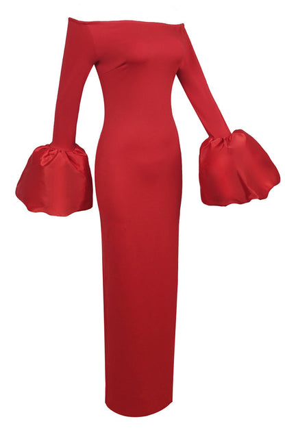 Düz Renk Fener Kol Elbise