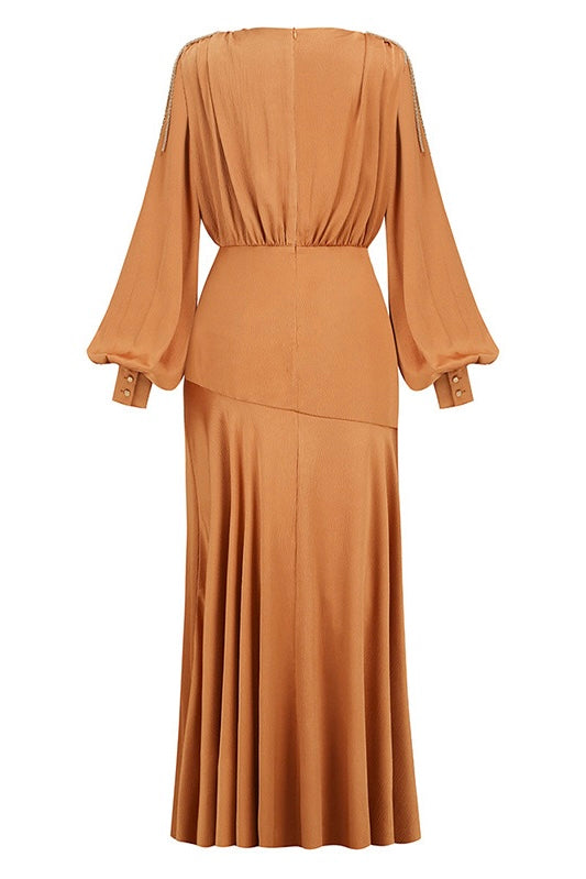 Liko V Yakalı Uzun Elbise