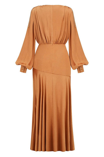 Liko V Yakalı Uzun Elbise