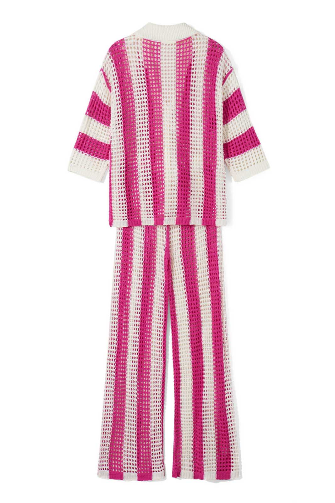 İçi Boş Çizgili Gömlek Örgü Takımı