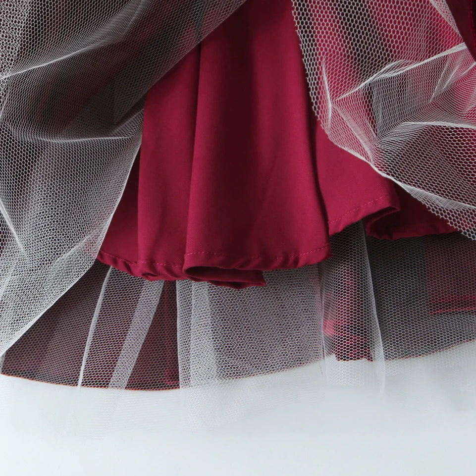 Kızıl Kadife Kloş Elbise