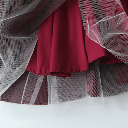 Kızıl Kadife Kloş Elbise