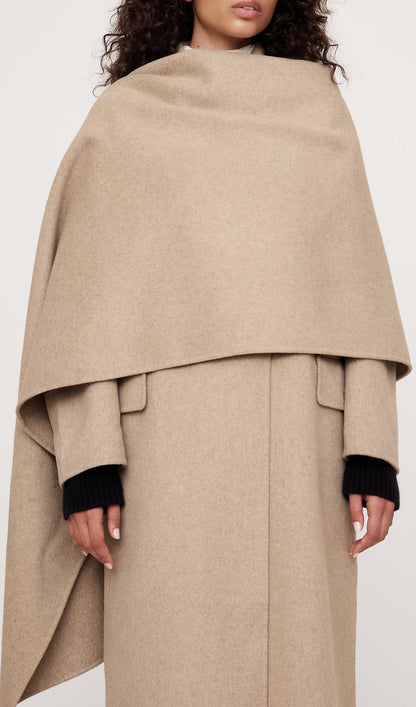 Büyük Boy Çift Yüzlü Pelerin Palto-Yulaf Ezmesi