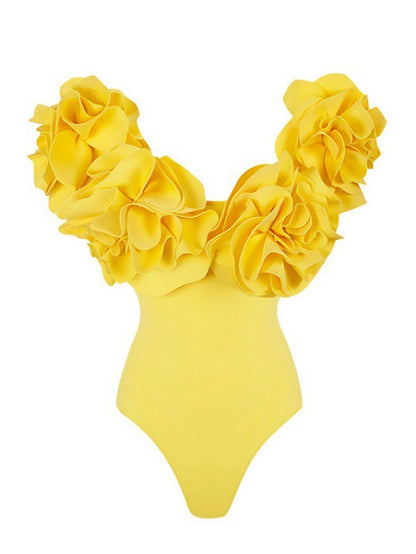 Çiçek Tek Renk Tek Parça Mayo Ve Etek Takımı