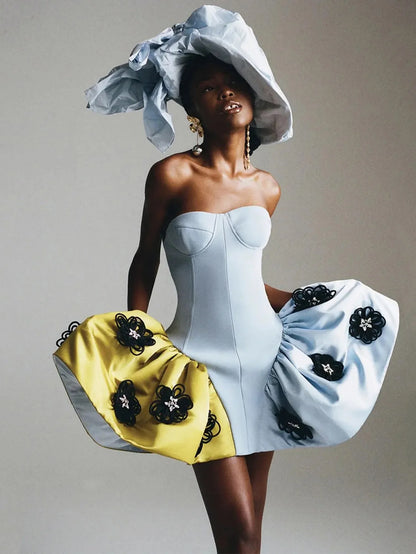 Şık Asimetrik Saten Elbise