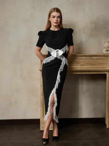 Büyüleyici Dantel Vurgulu Midi Elbise