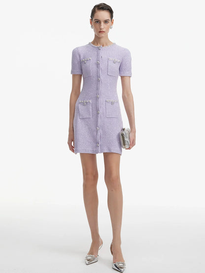 Zarif Vintage Tüvit Mini Elbise