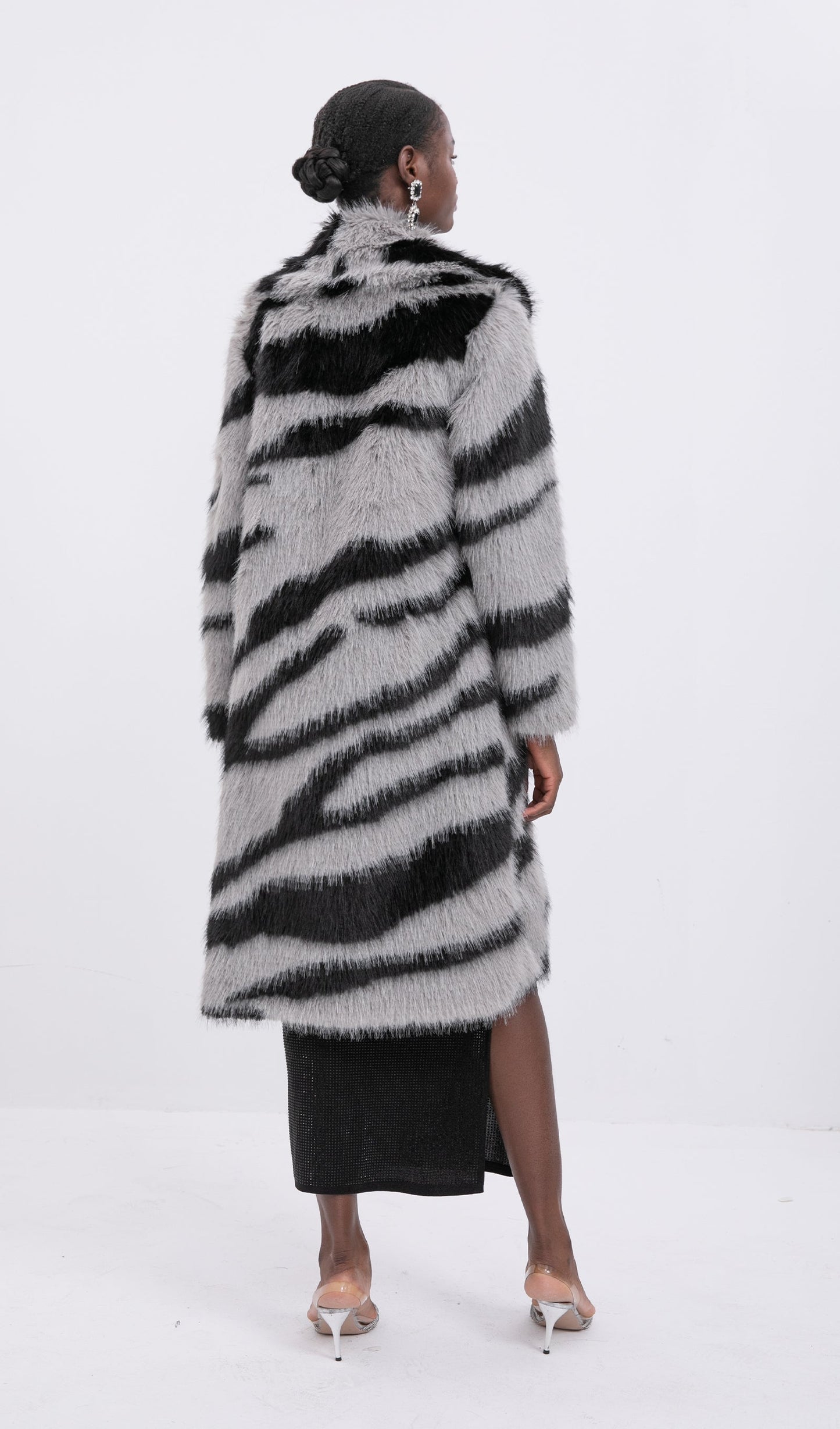 Trend Suni Kürk Zebra Desenli Palto