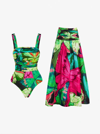 Zarif Puantiyeli Retro Volanlı İki Parçalı Takım