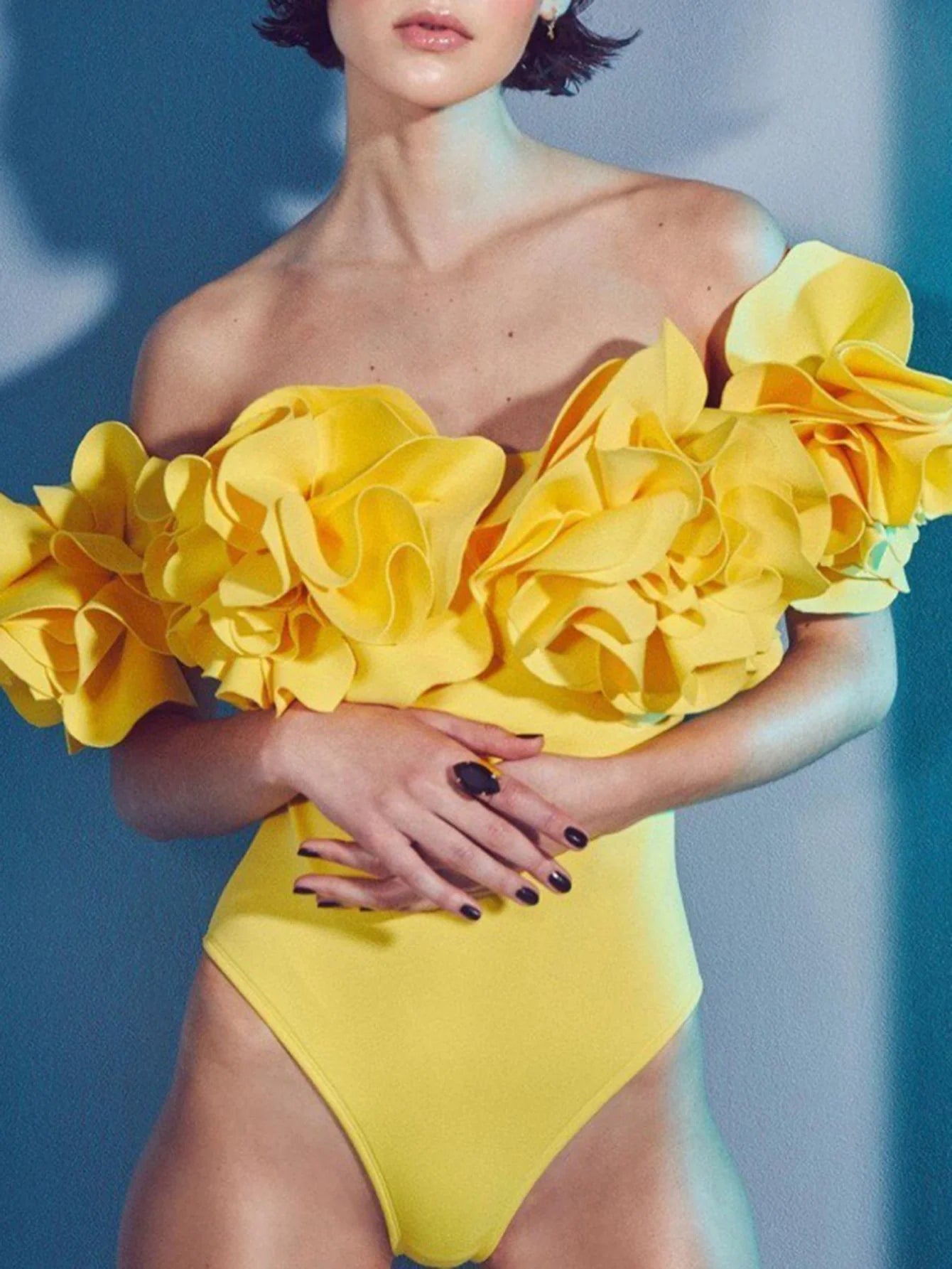 Çiçek Tek Renk Tek Parça Mayo