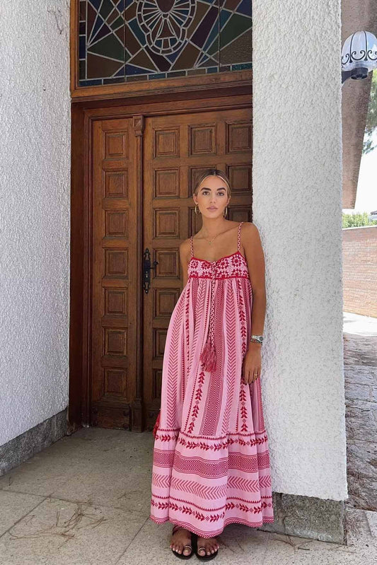 Etnik Örgü Askılı Uzun Etek