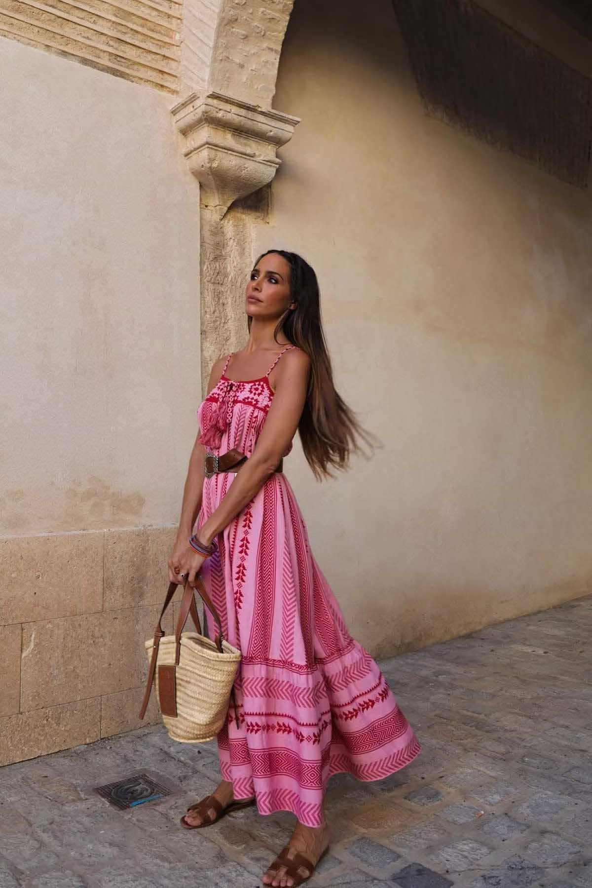 Etnik Örgü Askılı Uzun Etek