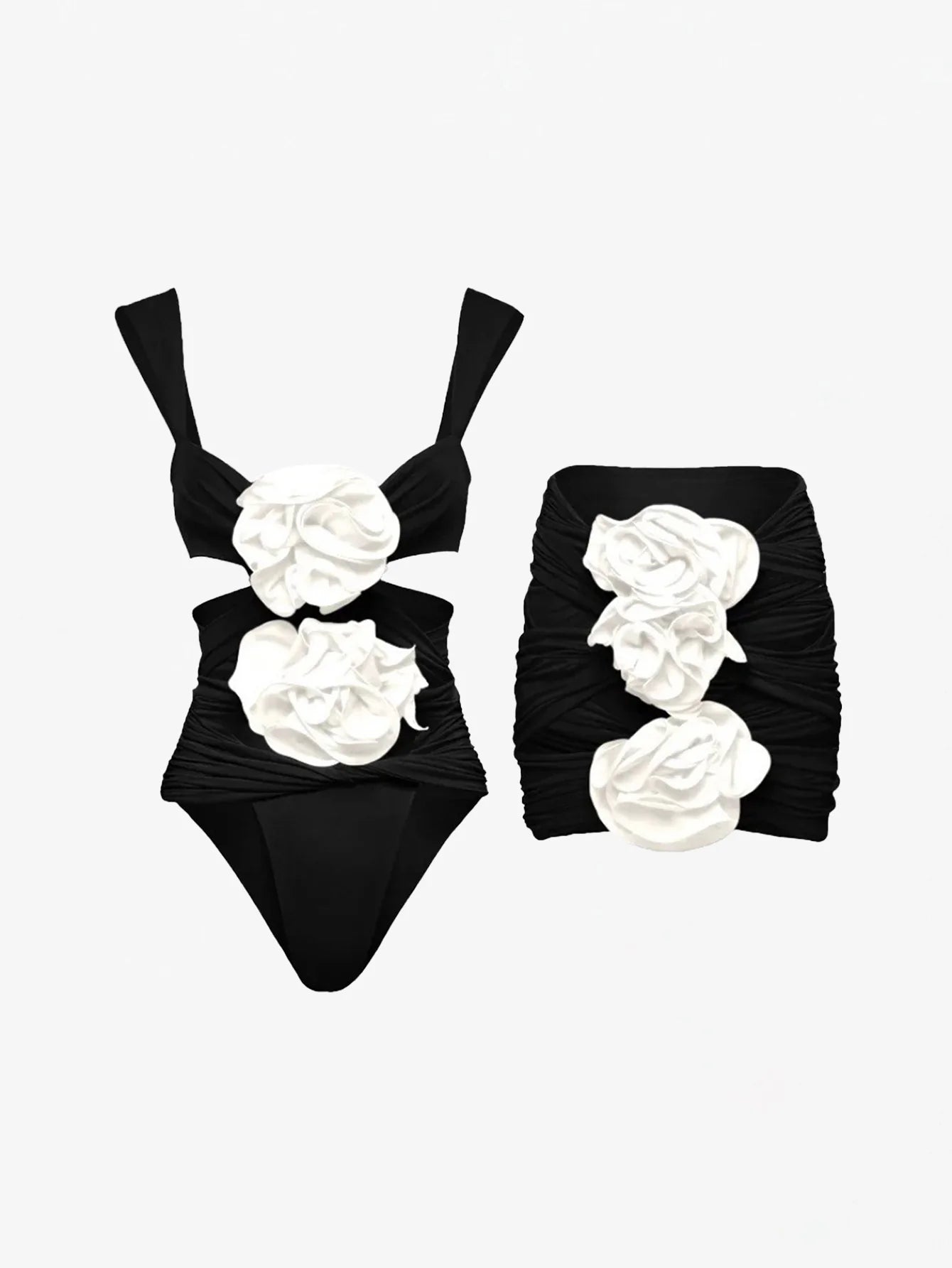 Çiçek Desenli Boş Tek Parça Mayo