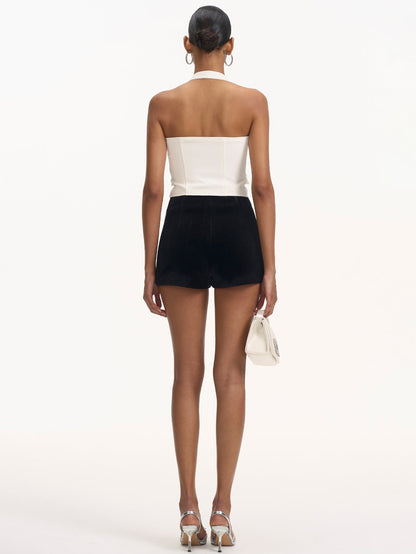 Yüksek Bel Kadife Geniş Paça Şortlar