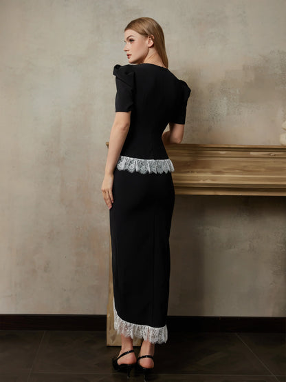 Büyüleyici Dantel Vurgulu Midi Elbise