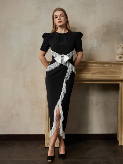 Büyüleyici Dantel Vurgulu Midi Elbise