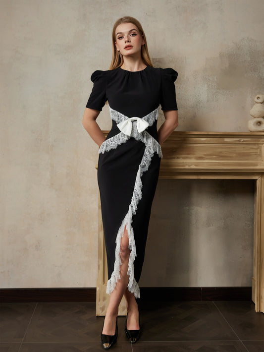 Büyüleyici Dantel Vurgulu Midi Elbise