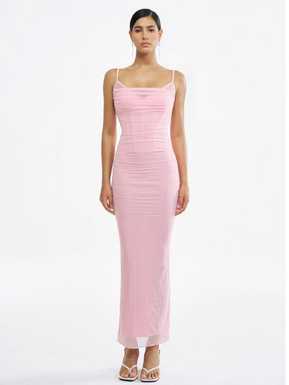 Zarif Dantel Kenarlı Saten Elbise