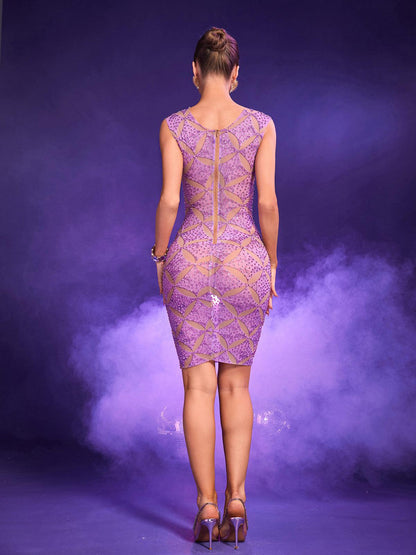 Alizeh Kolsuz Kare Yapay Elmaslı Örgü Elbise