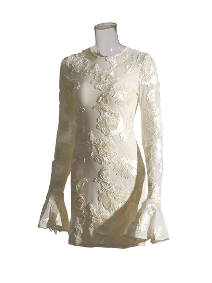 Annabeth Uzun Kollu Çiçek Mini Elbise