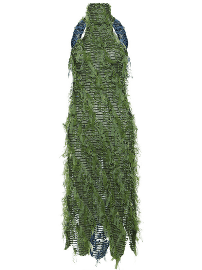 Arlo Halter Yakalı Sırtı Açık Boş Midi Elbise Yeşil