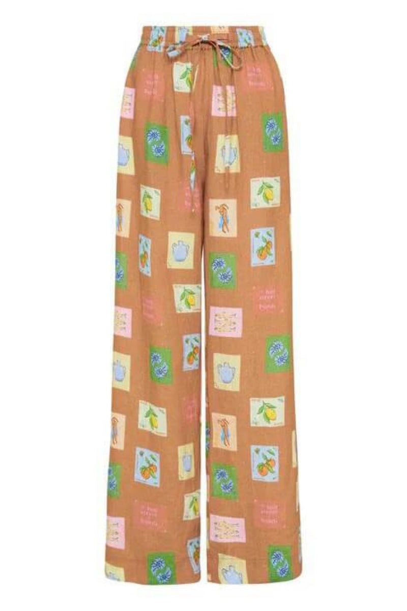 Etnik Botanik Çiçek Desenli Bol Paça Pantolon