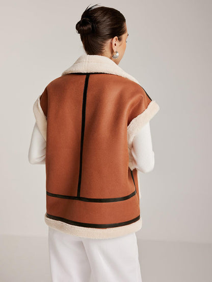 Fox - Kürklü Deri Tokalı Yelek