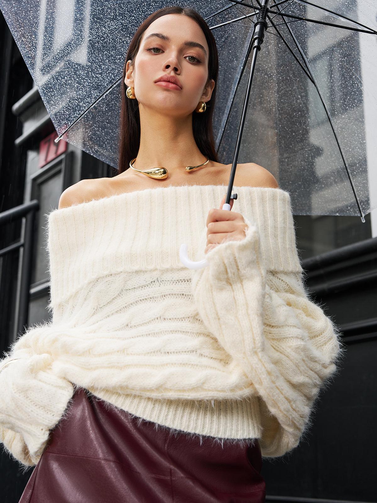 Romantizm - Omuz Açık Büküm Kazak