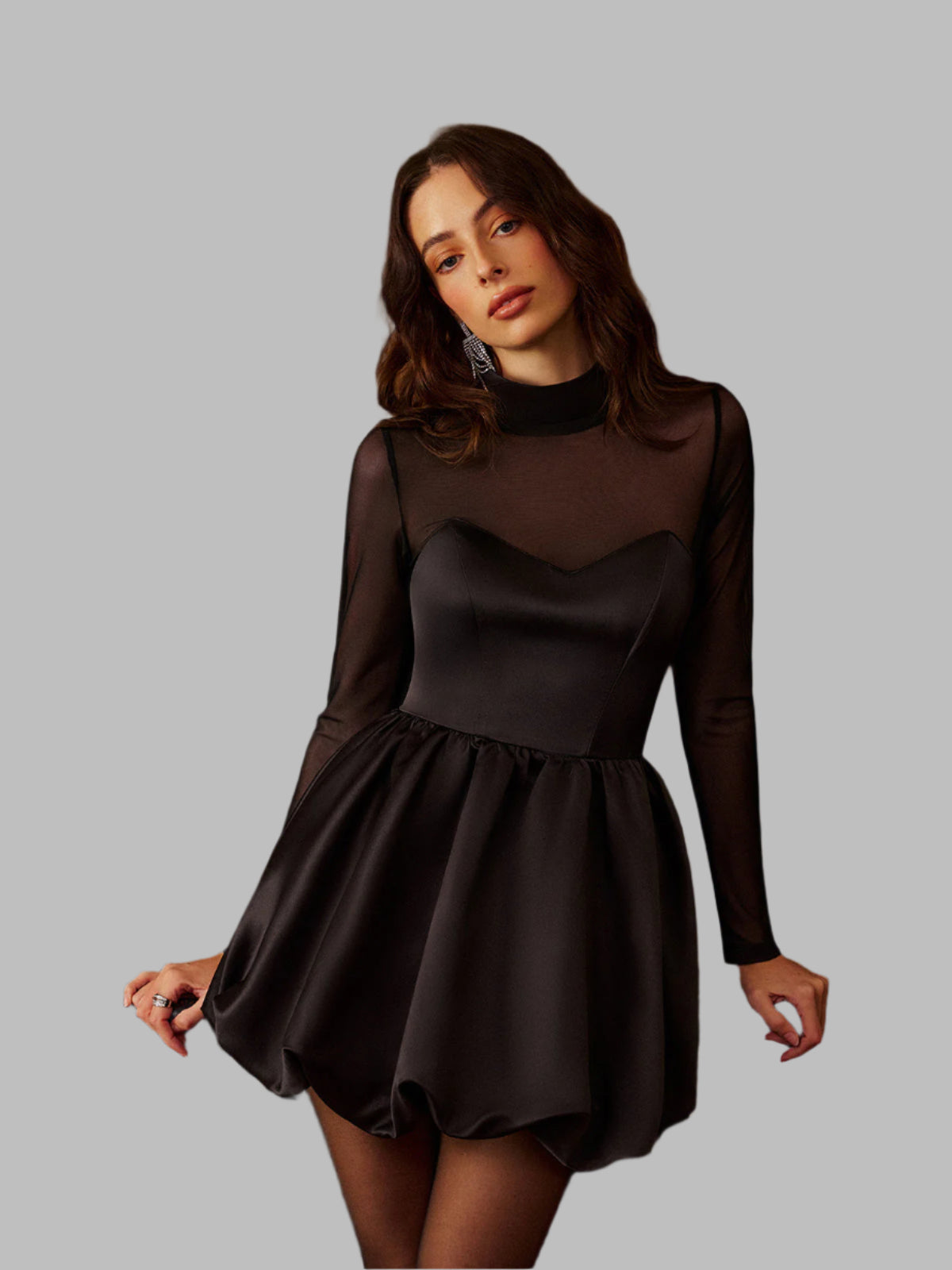 Lya- Dik Yaka Pileli Etek Dosya Panel Elbise