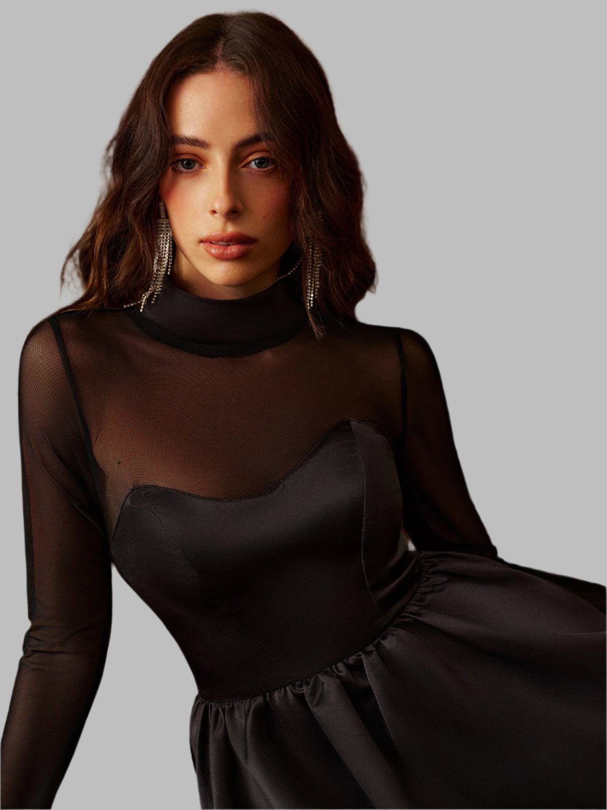 Lya- Dik Yaka Pileli Etek Dosya Panel Elbise