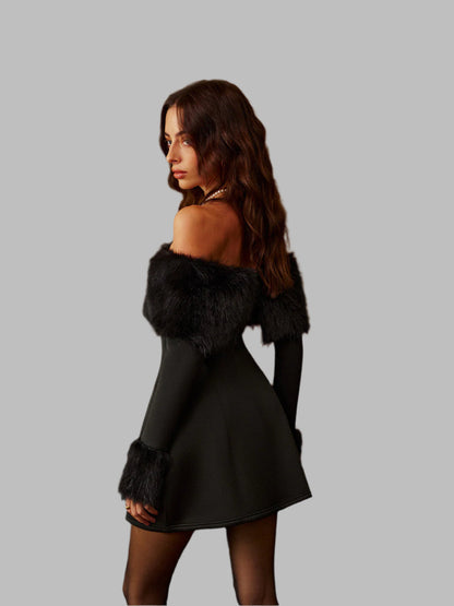 Isabella - Omuzları Açık Kısa Elbise