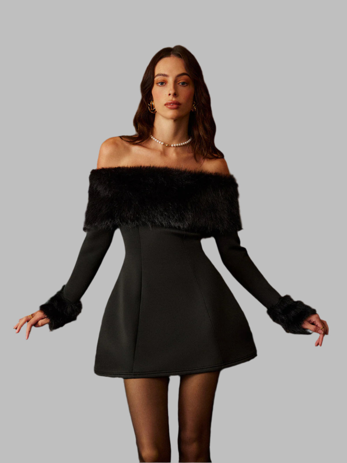 Isabella - Omuzları Açık Kısa Elbise