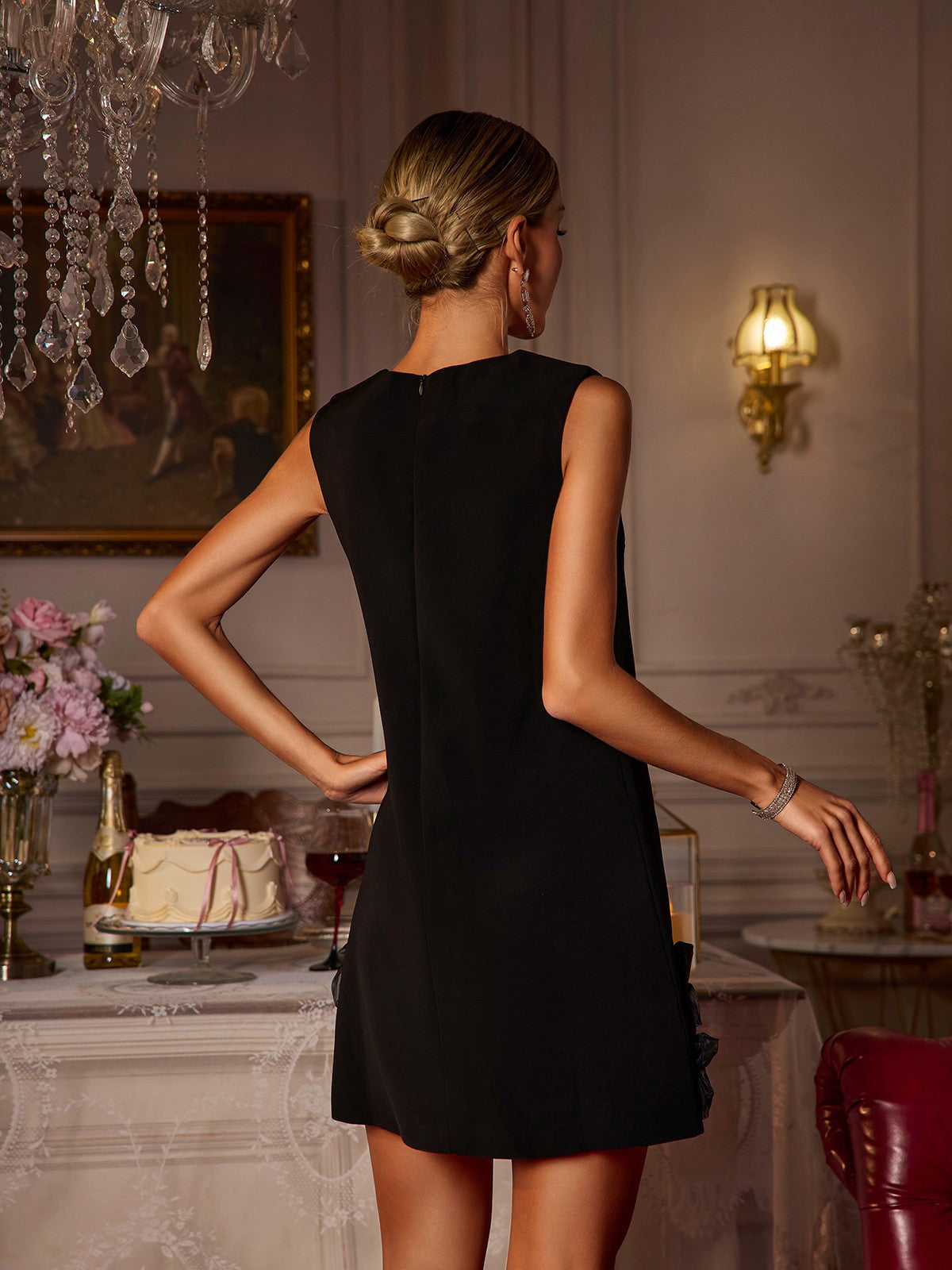 Balius Kolsuz Çiçek Mini Elbise