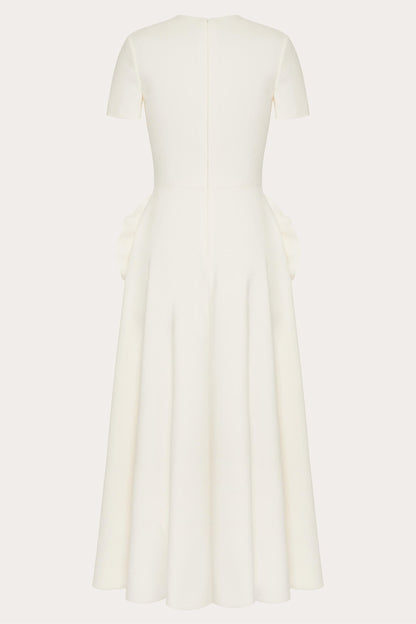 Jared Floral Aplike Kısa Kollu Midi Elbise