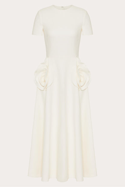 Jared Floral Aplike Kısa Kollu Midi Elbise