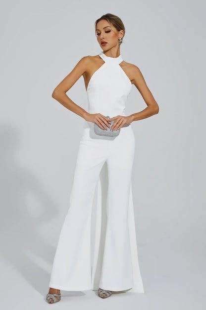 Cornelius Beyaz Askılı Sırtı Açık Tulum