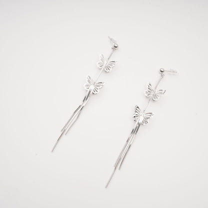 Bella Gümüş Kelebek Damla Küpeler