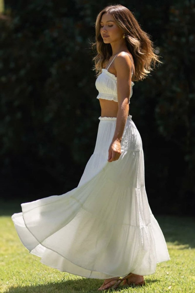 Beyaz Katlı Etek Takımları