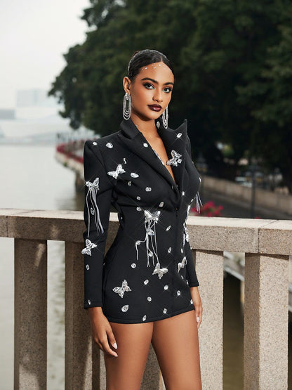 Foy Kelebek Süslüli Püsküllü Blazer Elbise