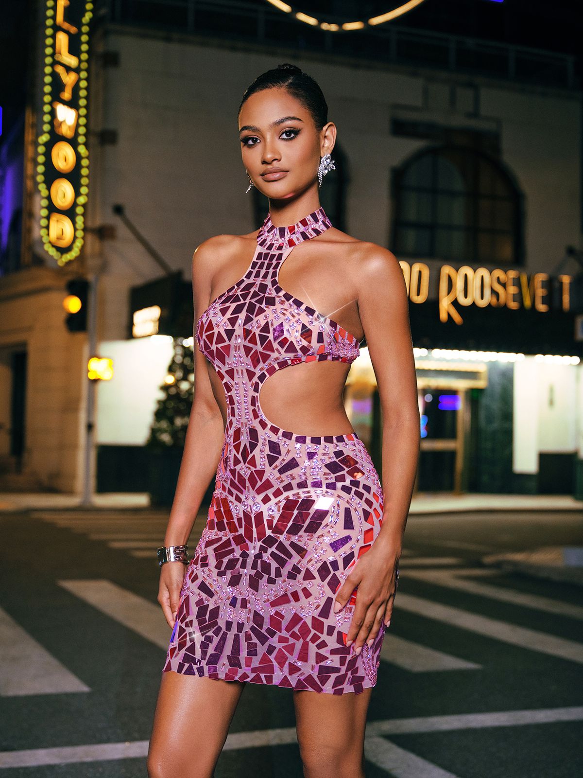 Grisha Akrilik Süslemeli Kesik Mini Elbise