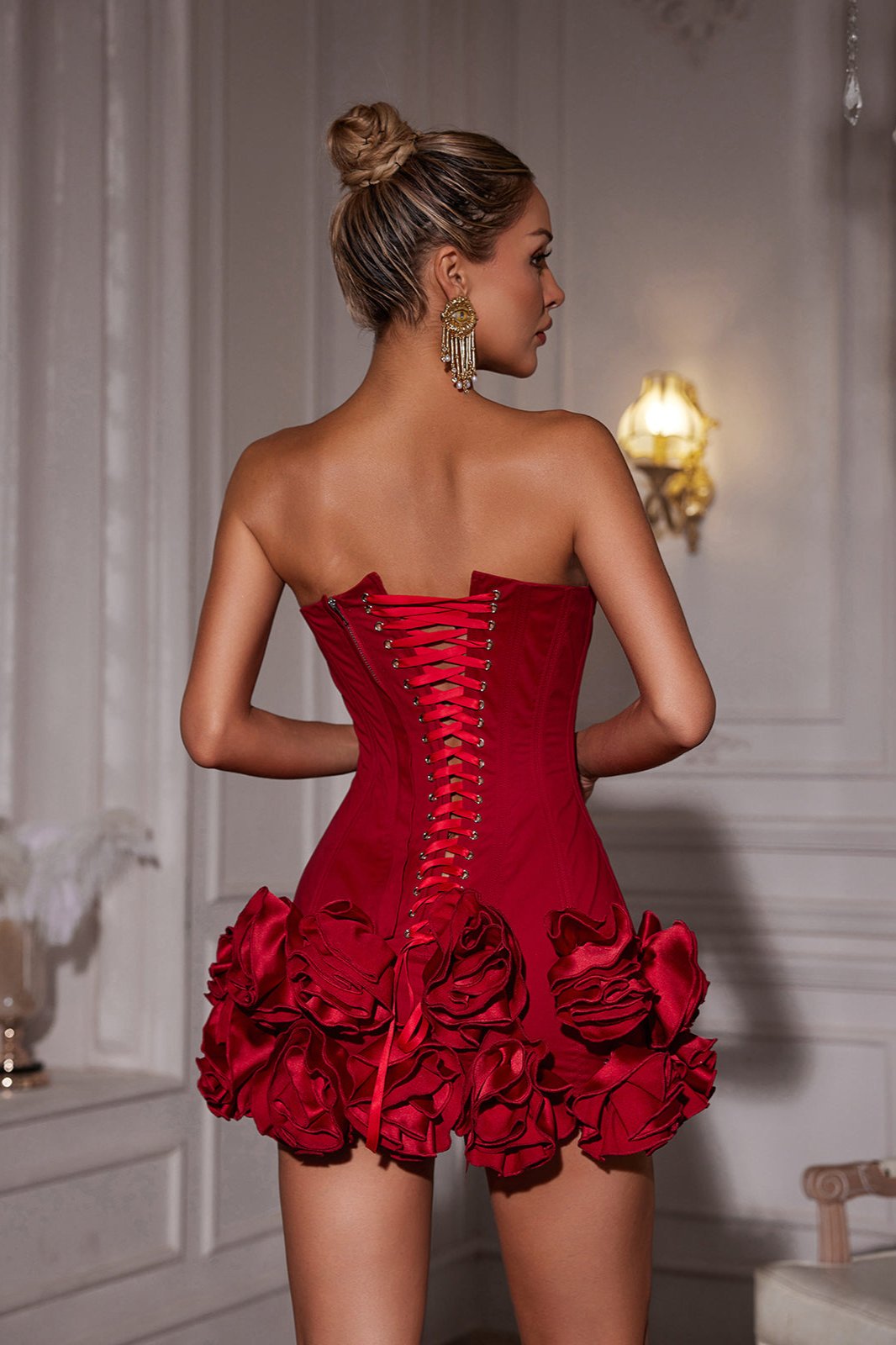 Hiroshi Askısız Çiçek Mini Elbise