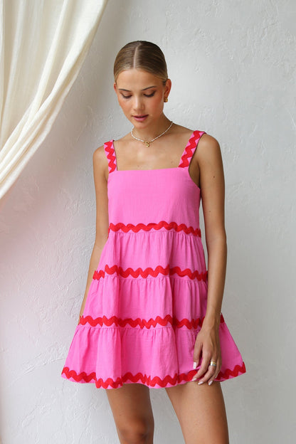 İnari Mini Elbise Pembe